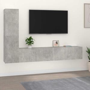4dílný set TV skříněk betonově šedý kompozitní dřevo 3114313