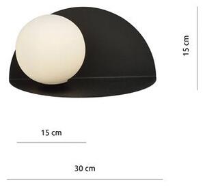 Nástěnné svítidlo FORM 7 – černé, bílé sklo, 1× E14, šířka 30 cm
