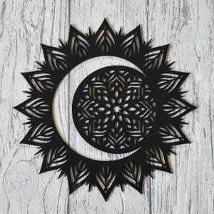 DUBLEZ | Dřevěná mandala na stěnu - Slunce a měsíc