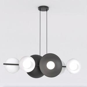 Závěsné svítidlo VOLUM 6 – černé / bílé, sklo, 6× G9, šířka 100 cm