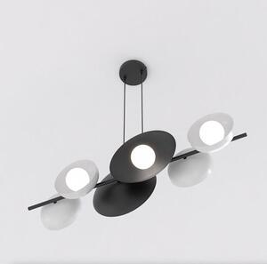 Závěsné svítidlo VOLUM 6 – černé / bílé, sklo, 6× G9, šířka 100 cm