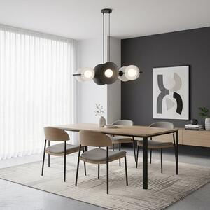Závěsné svítidlo VOLUM 6 – černé / bílé, sklo, 6× G9, šířka 100 cm