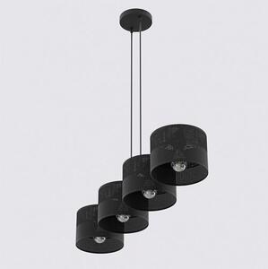 Závěsné svítidlo KARBON 4 – celočerné, textilní stínidla, 4× E27, šířka 95 cm
