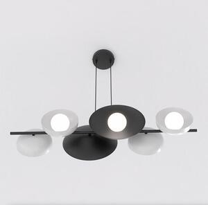 Závěsné svítidlo VOLUM 6 – černé / bílé, sklo, 6× G9, šířka 100 cm