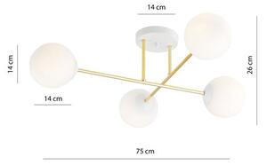 Stropní svítidlo MAGNUM 4 – bílé, opálové sklo, 4× E14, šířka 75 cm