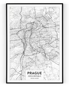 Plakát / Obraz Mapa Praha 40 x 50 cm Napnuté plátno na dřevěném rámu
