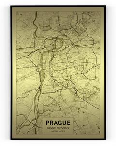 Plakát / Obraz Mapa Praha Napnuté plátno na dřevěném rámu 50 x 70 cm