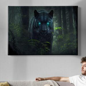 Obraz na plátně - Černý panter (puma) v lese FeelHappy.cz Velikost obrazu: 60 x 40 cm