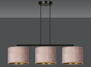Závěsné svítidlo HILDE 3 – černé, růžová textilní stínidla, 3× E27, šířka 72 cm