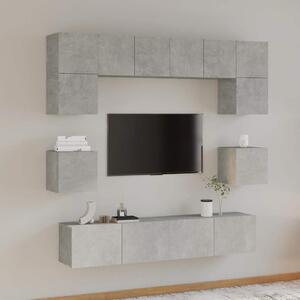 8dílný set TV skříněk betonově šedý kompozitní dřevo 3114409
