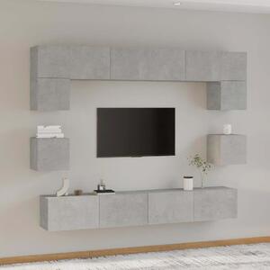 8dílný set TV skříněk betonově šedý kompozitní dřevo 3114417