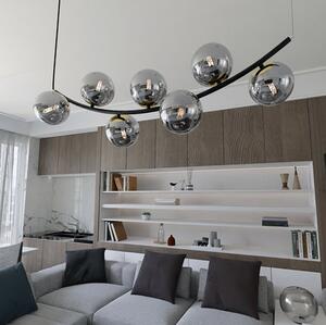 Závěsné svítidlo RITZ 7 – černé, grafitové sklo, 7× E14, šířka 95 cm