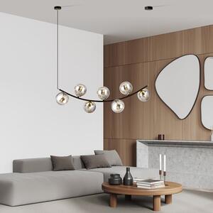 Závěsné svítidlo RITZ 7 – černé, grafitové sklo, 7× E14, šířka 95 cm