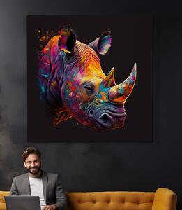 Obraz na plátně - barevný nosorožec FeelHappy.cz Velikost obrazu: 80 x 80 cm