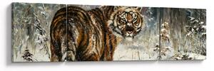Obraz - Tygr v zasněženém lese, olejomalba (170x50 cm)