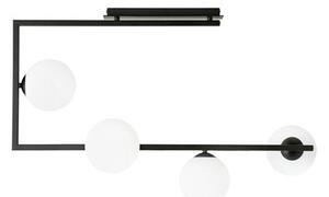 Stropní svítidlo SOMA 4 – černé, opálové sklo, 4× E14, šířka 83 cm