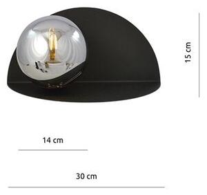 Nástěnné svítidlo FORM 8 – černé, grafitové sklo, 1× E14, šířka 30 cm