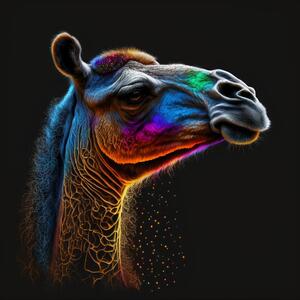 Obraz na plátně - barevný velbloud FeelHappy.cz Velikost obrazu: 40 x 40 cm
