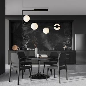 Stropní svítidlo SOMA 4 – černé, opálové sklo, 4× E14, šířka 83 cm