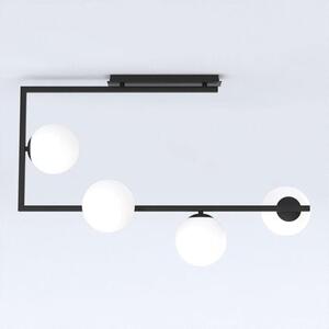 Stropní svítidlo SOMA 4 – černé, opálové sklo, 4× E14, šířka 83 cm
