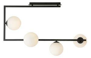 Stropní svítidlo SOMA 4 – černé, opálové sklo, 4× E14, šířka 83 cm