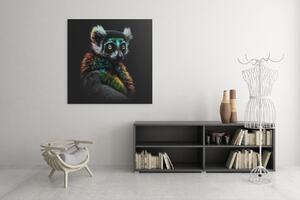 Obraz na plátně - barevný Lemur FeelHappy.cz Velikost obrazu: 60 x 60 cm