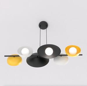 Závěsné svítidlo VOLUM 6 – černé / bílé / oranžové, sklo, 6× G9, šířka 100 cm