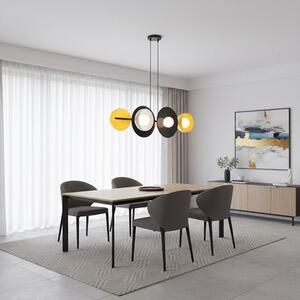Závěsné svítidlo VOLUM 6 – černé / bílé / oranžové, sklo, 6× G9, šířka 100 cm