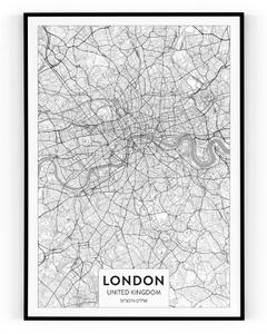 Plakát / Obraz Mapa London 40 x 50 cm Pololesklý saténový papír