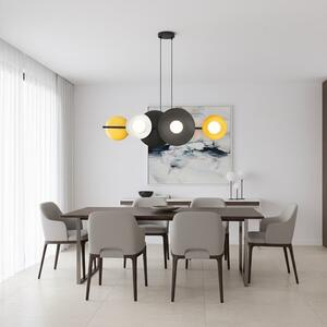 Závěsné svítidlo VOLUM 6 – černé / bílé / oranžové, sklo, 6× G9, šířka 100 cm