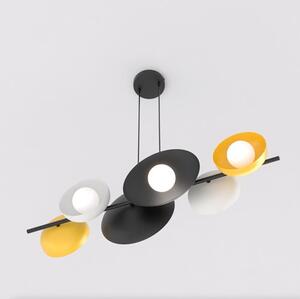 Závěsné svítidlo VOLUM 6 – černé / bílé / oranžové, sklo, 6× G9, šířka 100 cm