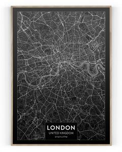 Plakát / Obraz Mapa London Napnuté plátno na dřevěném rámu 61 x 91,5 cm