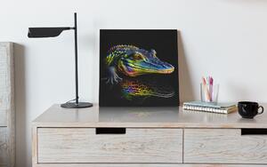 Obraz na plátně - barevný Aligátor FeelHappy.cz Velikost obrazu: 40 x 40 cm