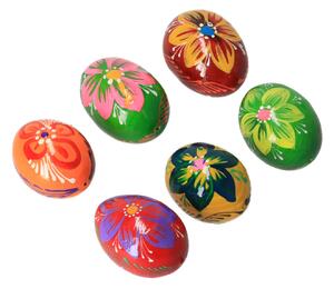 ČistéDřevo Velikonoční vajíčka dřevěná ručně malovaná (6 ks)
