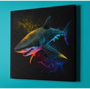 Obraz na plátně - barevný žralok FeelHappy.cz Velikost obrazu: 140 x 140 cm
