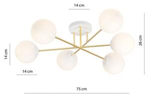 Stropní svítidlo MAGNUM 6 – bílé, opálové sklo, 6× E14, šířka 75 cm