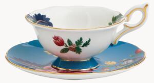 Šálek na čaj's podšálkem z kostního porcelánu Fine Bone China Wonderlust Sapphire Garden