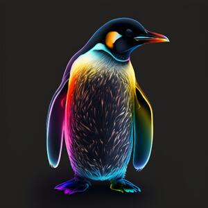 Obraz na plátně - barevný tučňák FeelHappy.cz Velikost obrazu: 40 x 40 cm