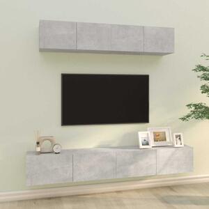 4dílný set TV skříněk betonově šedý kompozitní dřevo 3114537