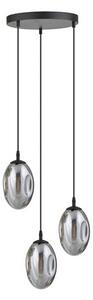 Závěsné svítidlo ASTRAL 3 PREM – černé, grafitové sklo, 3× E14, šířka 40 cm
