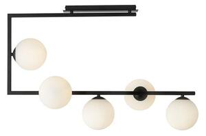 Stropní svítidlo SOMA 5 – černé, opálové sklo, 5× E14, šířka 83 cm