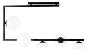 Stropní svítidlo SOMA 5 – černé, opálové sklo, 5× E14, šířka 83 cm