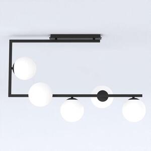 Stropní svítidlo SOMA 5 – černé, opálové sklo, 5× E14, šířka 83 cm