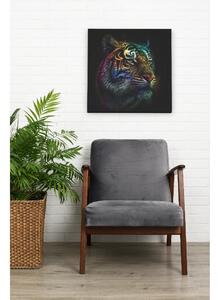 Obraz na plátně - barevný tygr na černém pozadí FeelHappy.cz Velikost obrazu: 40 x 40 cm