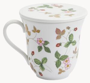 Hrnek z kostního porcelánu Fine Bone China's víčkem Wild Strawberry