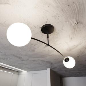 Stropní svítidlo PREGOS 2 – černé, bílé sklo, 2× E14, šířka 60 cm