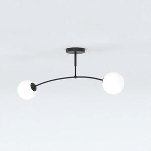 Stropní svítidlo PREGOS 2 – černé, bílé sklo, 2× E14, šířka 60 cm