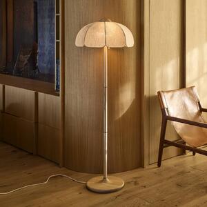 MARKET SET Stojací lampa Coquillage, přírodní len/dřevo, E27, Krémová / jantar, Obývací pokoj / jídelna, Textil / tkanina / hedvábí, Design