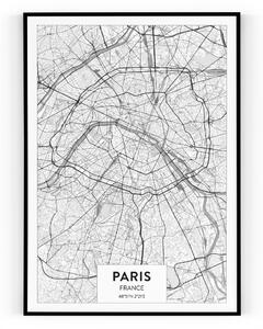 Plakát / Obraz Mapa Paris Pololesklý saténový papír 50 x 70 cm