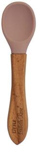 Silikonová lžička s bambusovou rukojetí pro nejmenší pastelově růžová 14 cm (ISABELLE ROSE)